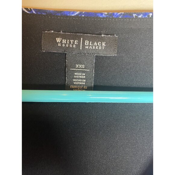 White House Black Market Blue/Black Floral Keyhole Neck Belted Dress Size XXS - Picture 11 of 11